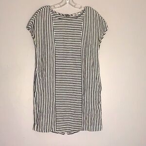 Madewell Striped Linen Rear back button down Shift Dress Size XXS black